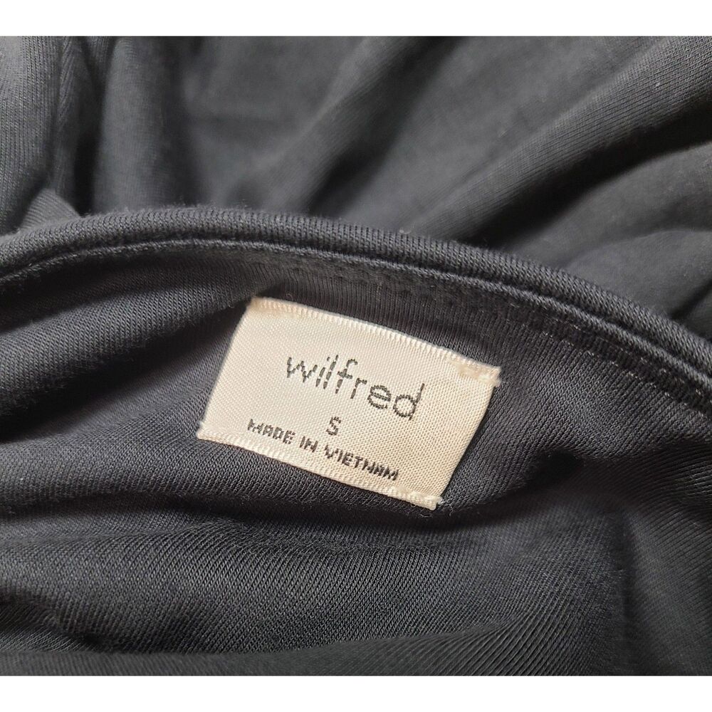 Wilfred by Aritzia Black Tie-Waist Square Neck Wrap Midi Dress - Size S - Picture 2 of 5